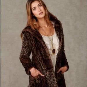 Free People Leopard Faux Fur Coat